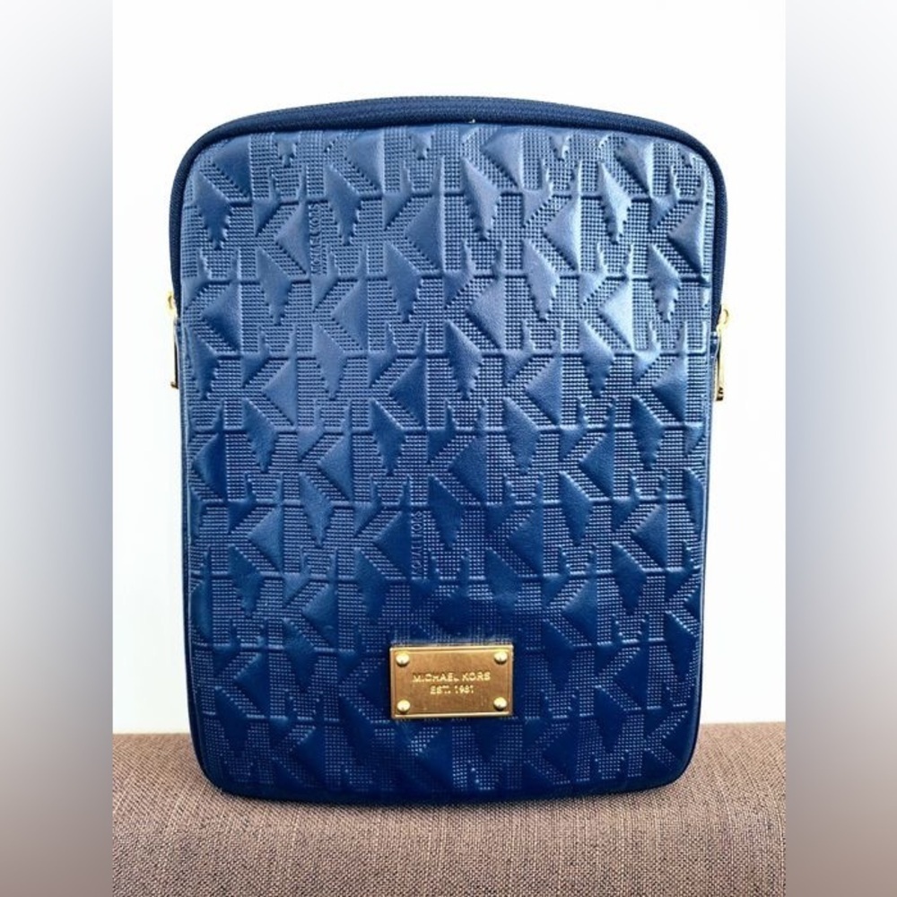 Michael Kors Navy Embossed Ipad Bag